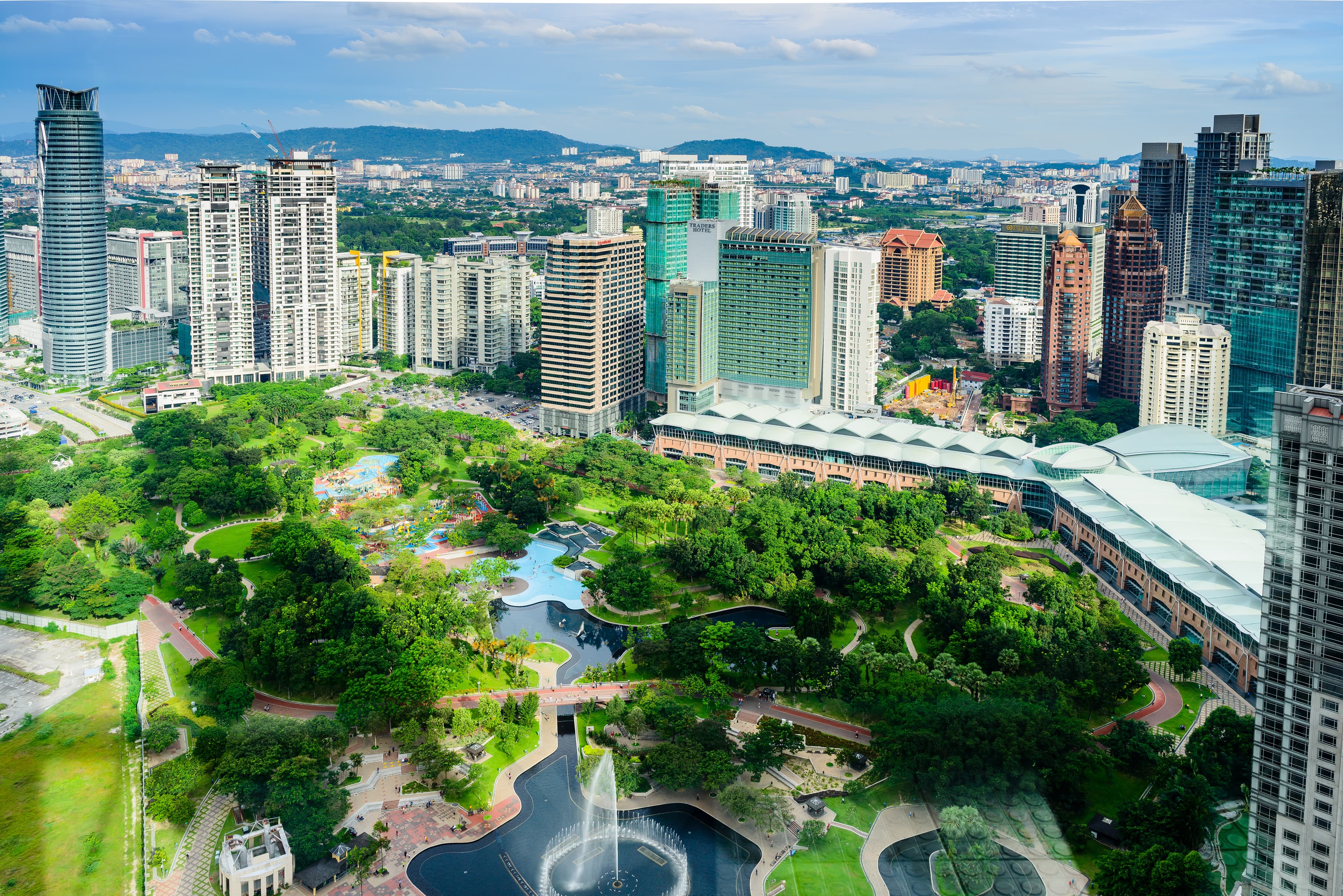 An aerial view of Kuala Lumpur City Centre Park.