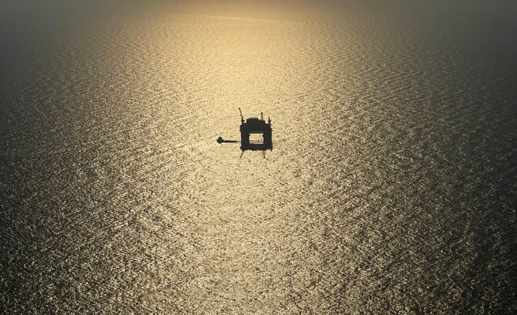 Silhouette of a oil rig in the Gulf of Mexico
